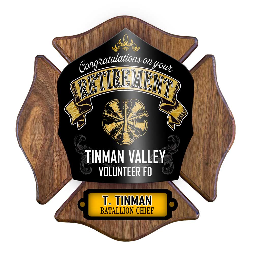 Firefighter Retirement Gift | Unique Personalized Award Plaque on Walnut - Image 3