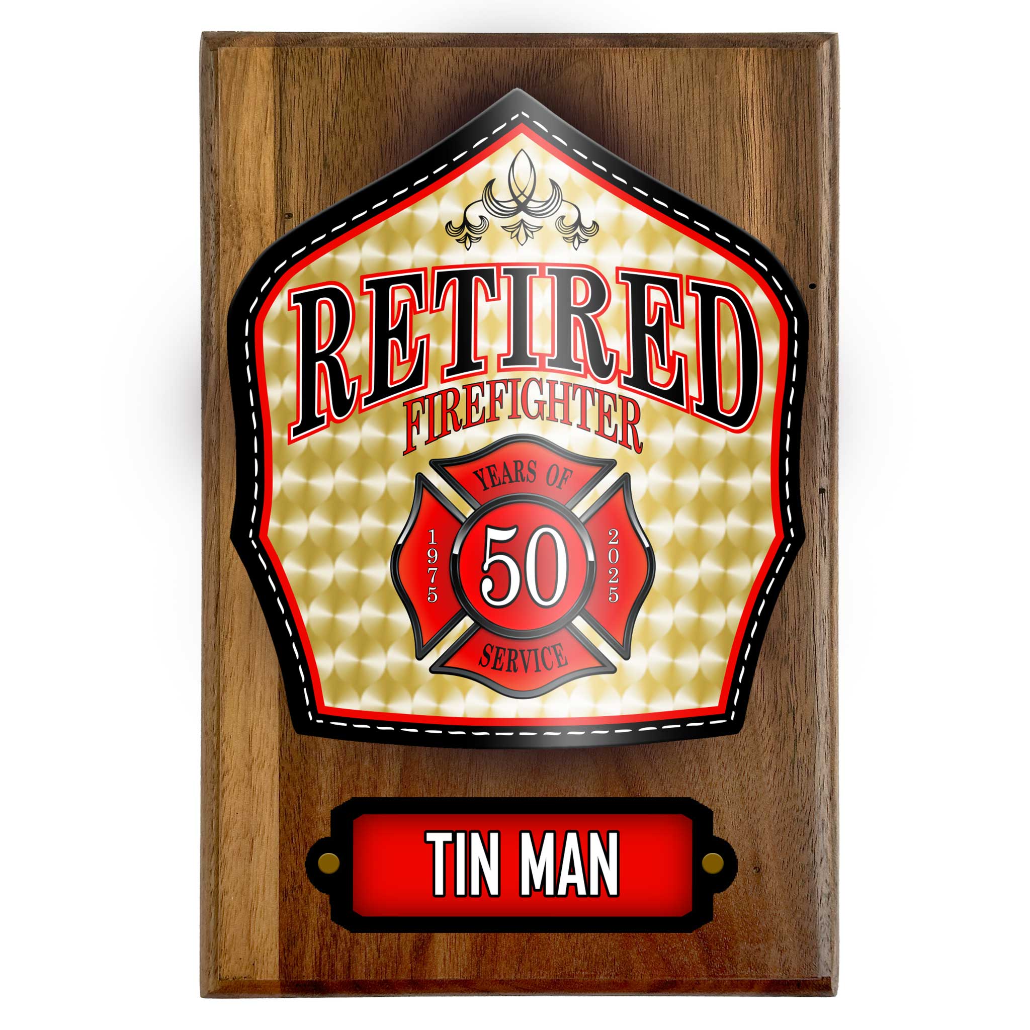 Firefighter Retirement Gift | Unique Personalized Award Plaque on Walnut - Image 4