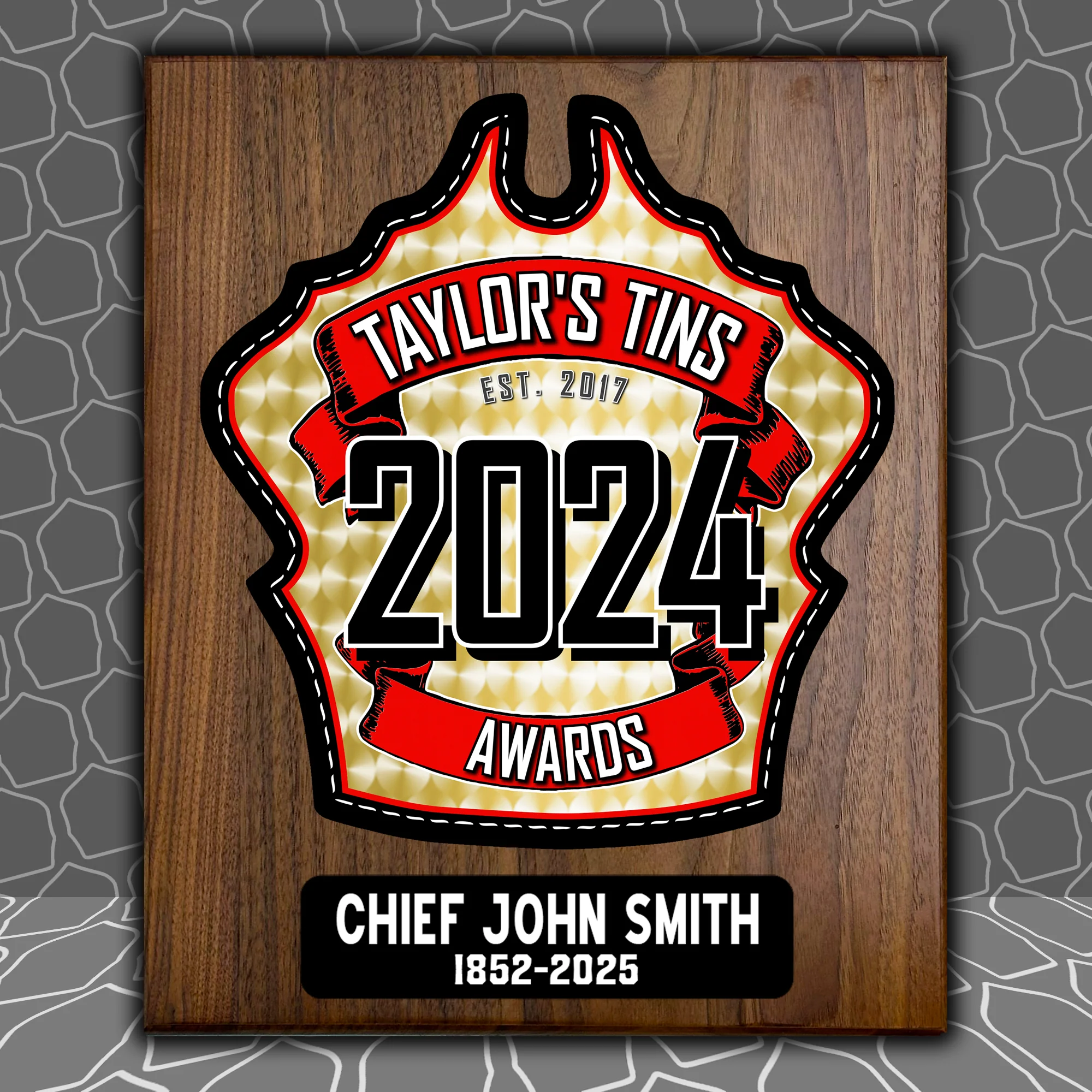 Firefighter Award | Extra Large, 14x17 Helmet Shield Plaque | Years of Service, Retirement - Image 6