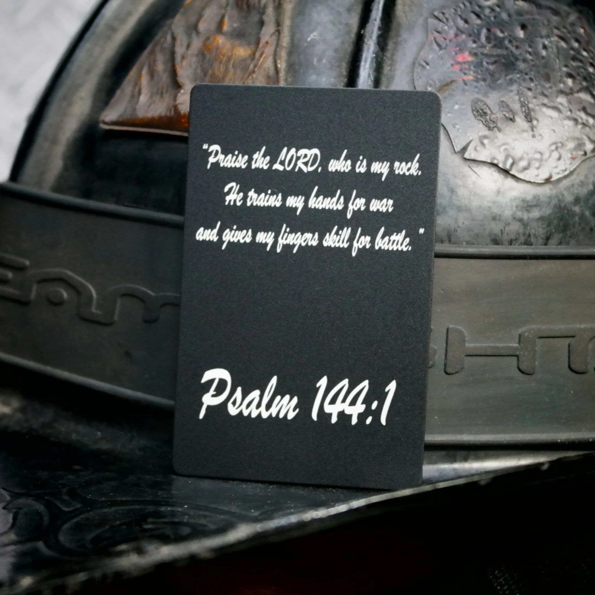 Psalm 144:1 Laser Engraved Playing Card