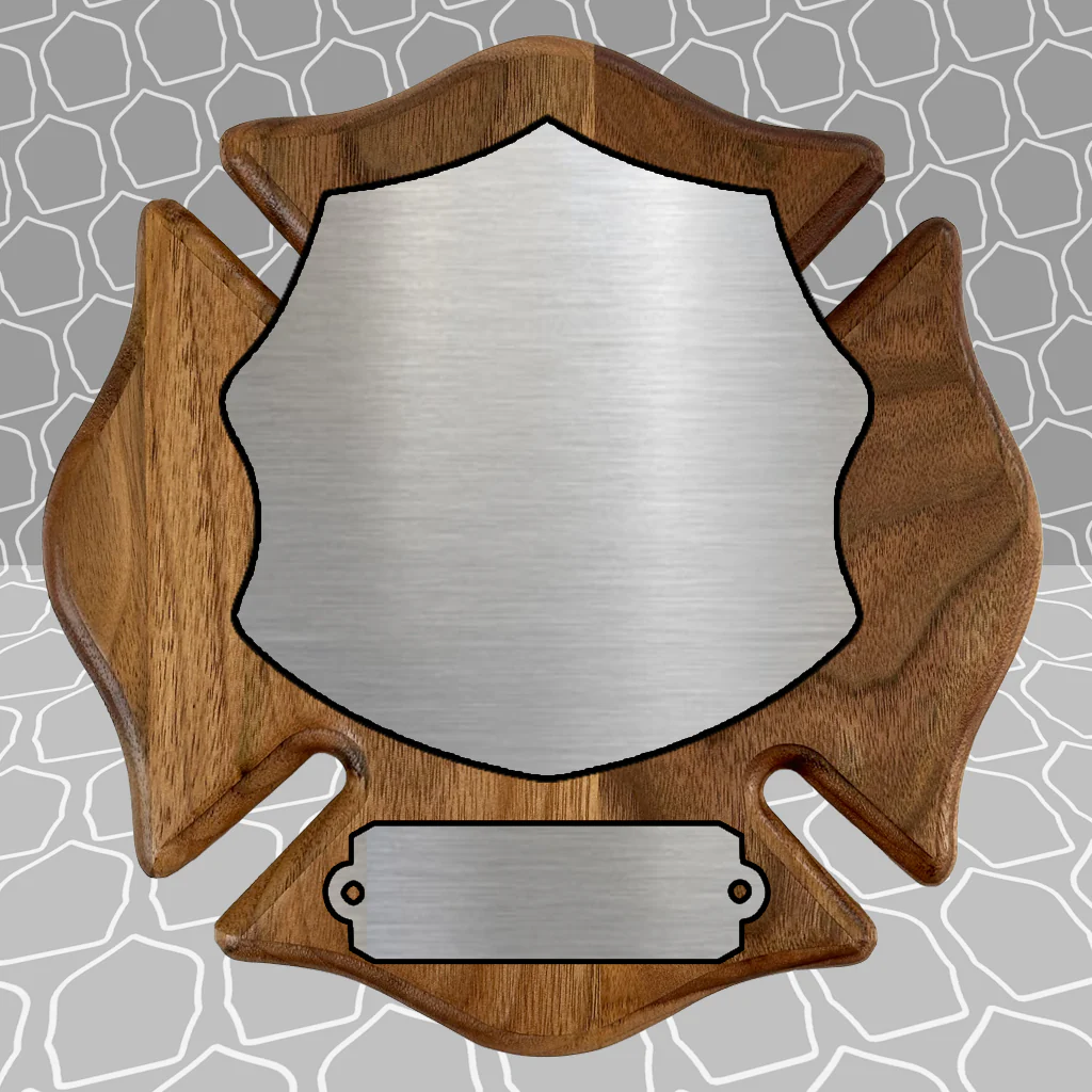 Custom Firefighter Shield Maltese Award Plaque, 9x9 and 12x12 - Image 14