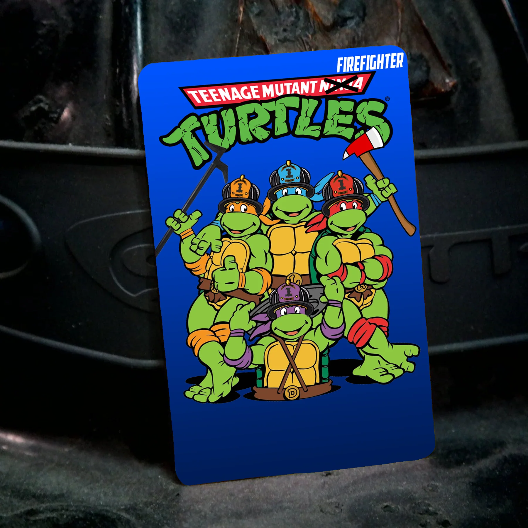 Teenage Mutant Firefighter Turtles Metal Playing Card