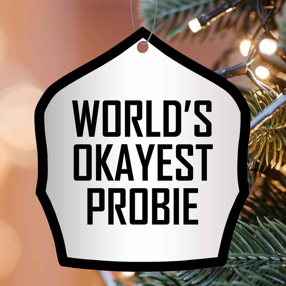 World's Okayest Helmet Shield Christmas Ornament - Image 3