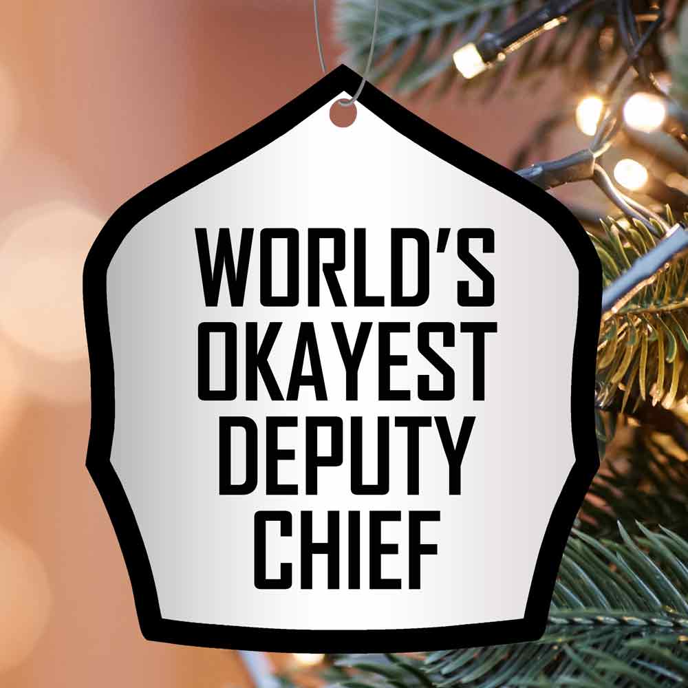 World's Okayest Helmet Shield Christmas Ornament - Image 6